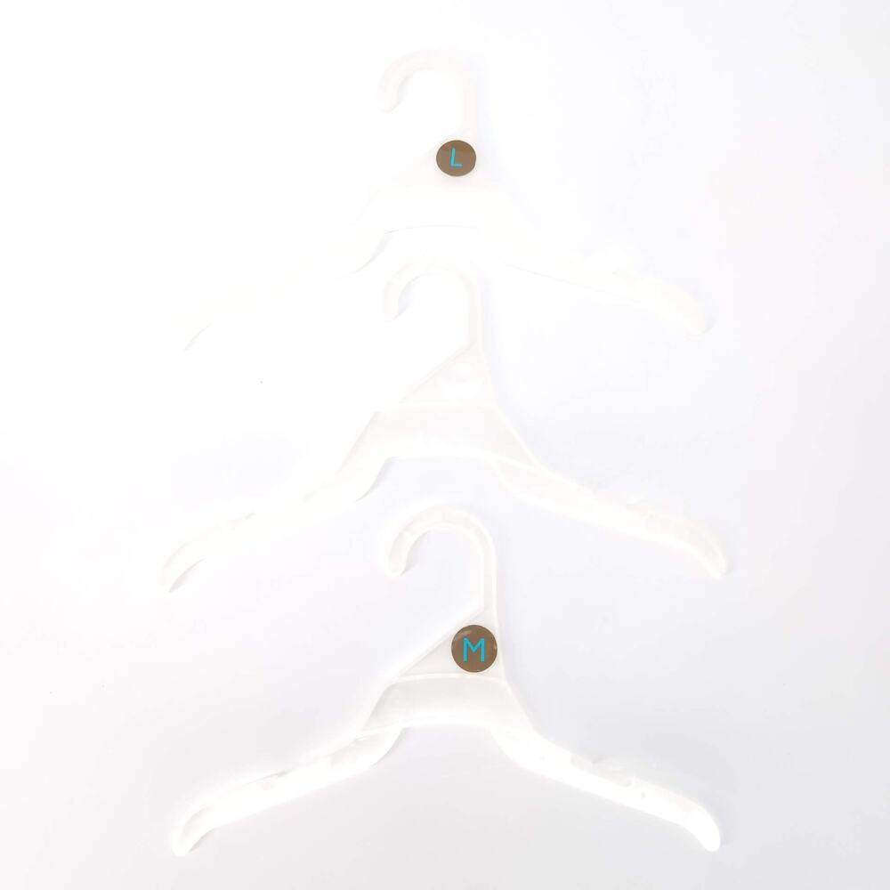 TWO Size L & ONE Size M White Plastic Pet Clothing DOG CAT PET Coat Hangers -GUC